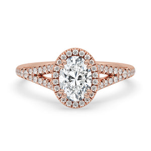 Halo Oval Ring Engagement With Lab Grown Diamonds
