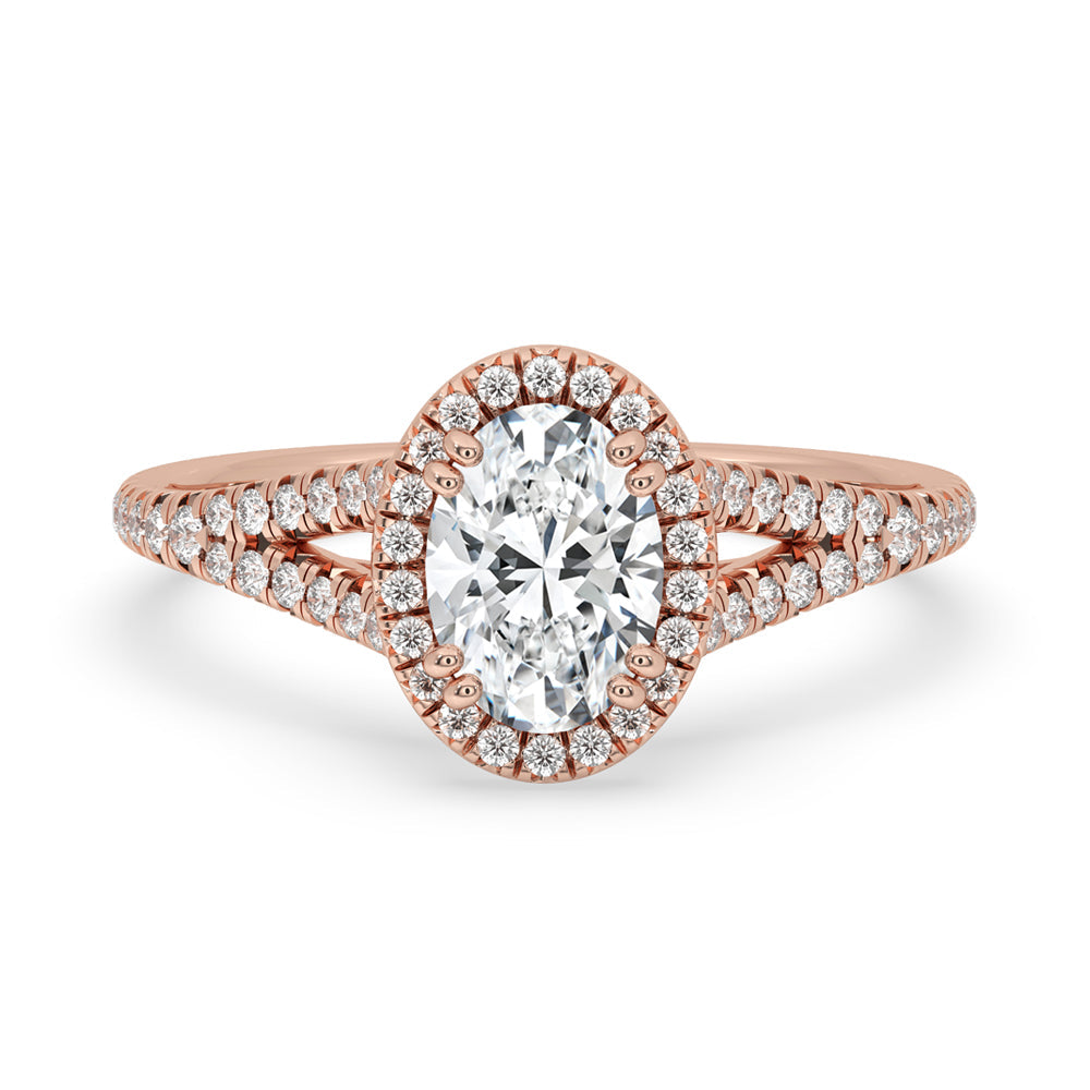 Halo Oval Ring Engagement With Lab Grown Diamonds