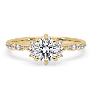 2 Carat Round Diamond Ring with Elegant Pave Setting