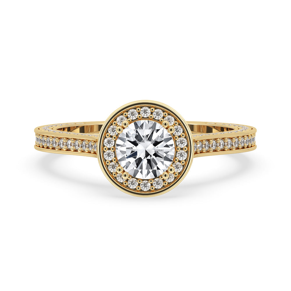 Halo Diamond Engagement Ring With Pave Style Immagine principale del prodotto