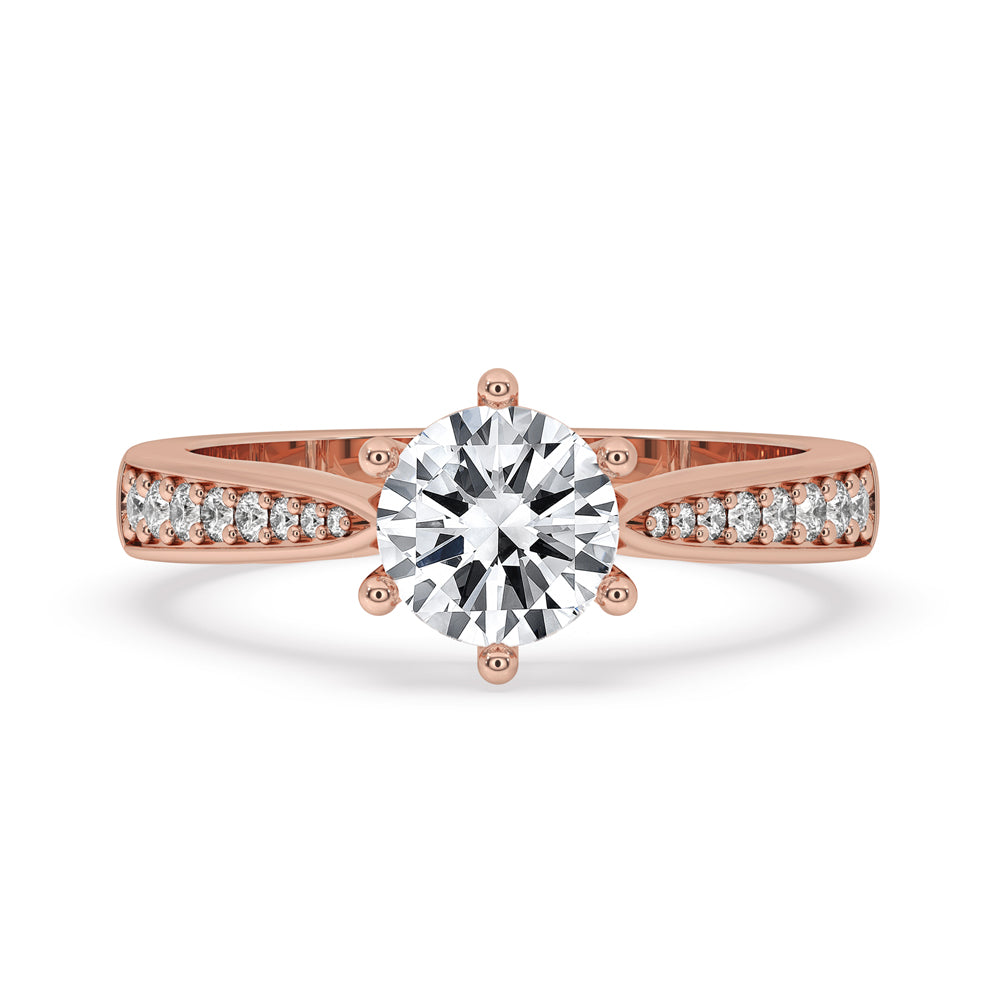 Round Cut Diamond Six Prong Engagement Ring