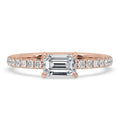 East West Emerald Cut Ring in Elegant Pave Setting
