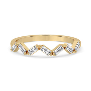 Baguette Wedding Band in Unique Zig Zag Design