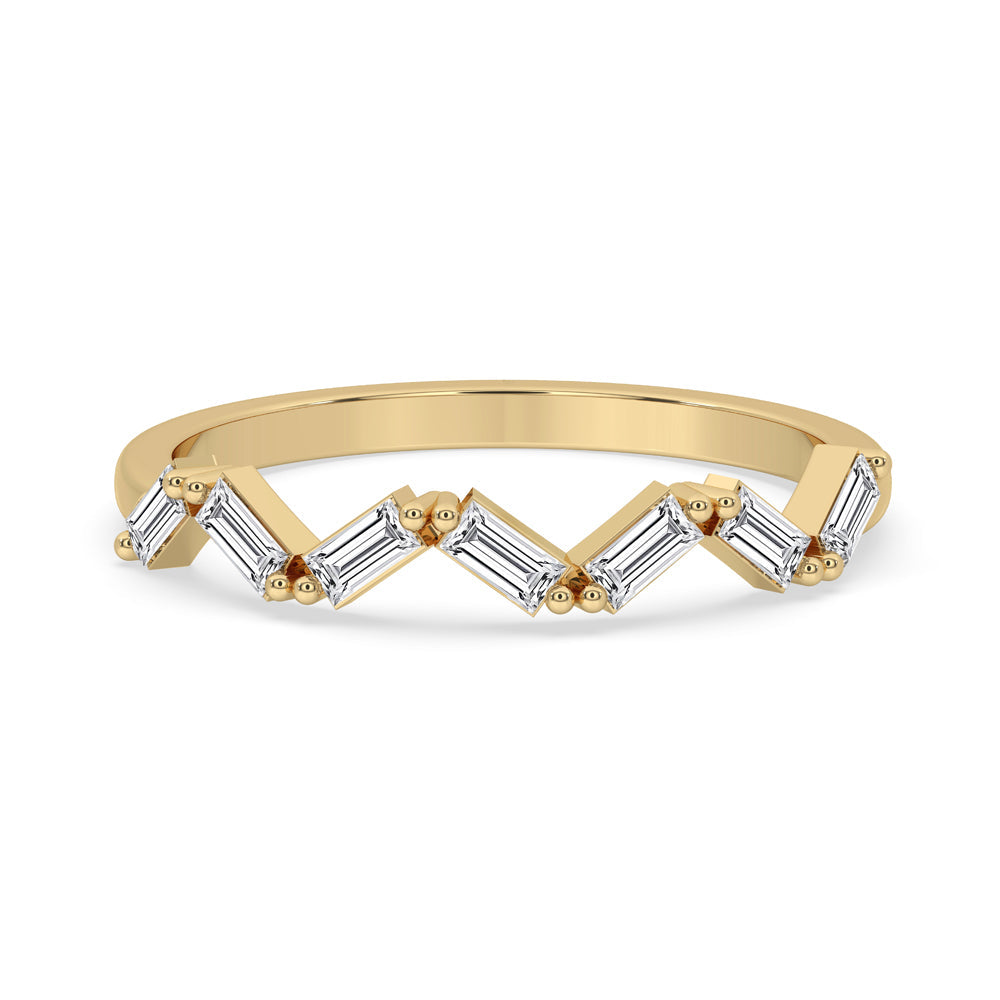 Baguette Wedding Band in Unique Zig Zag Design