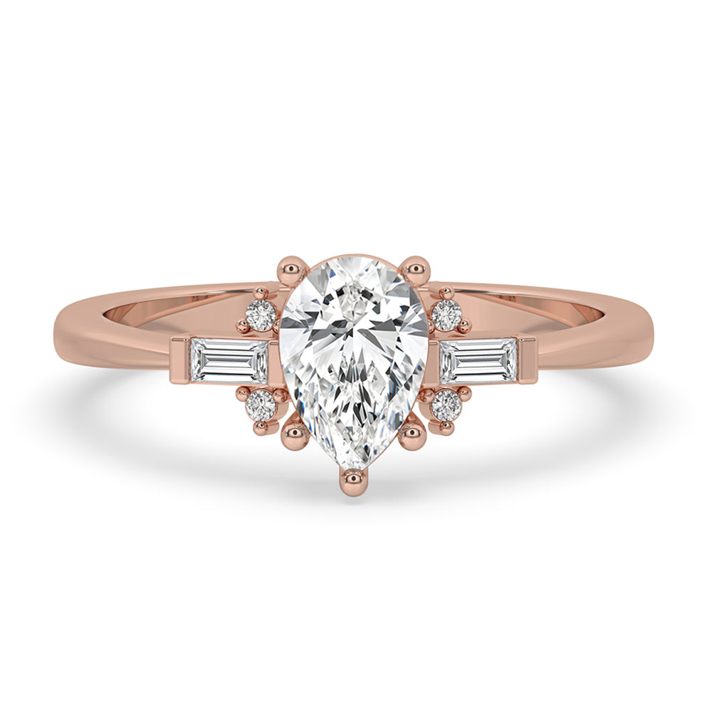Pear Shaped Diamond Engagement Ring With Classic Prong Setting