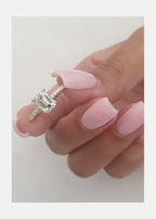 1.25 - 3.25 CT Emerald Cut Moissanite Diamond Hidden Halo Engagement Ring