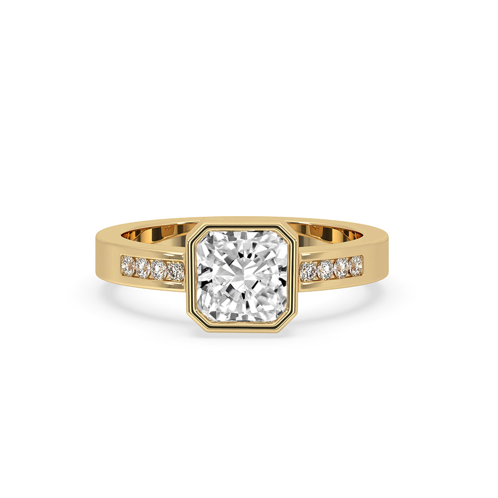 Radiant Cut Engagement Ring with Bezel Setting