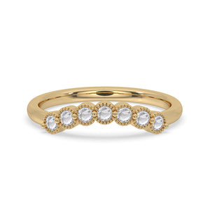 Round Rose Cut Curved Wedding Band
