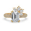 Emerald Diamond Ring with Three Side Pave Setting