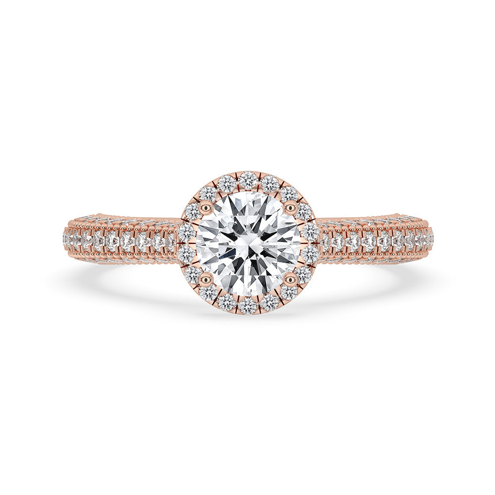 Milgrain Engagement Ring With Three side Pave Main image
