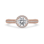 Milgrain Engagement Ring With Three side Pave