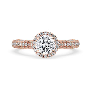 Milgrain Engagement Ring With Three side Pave
