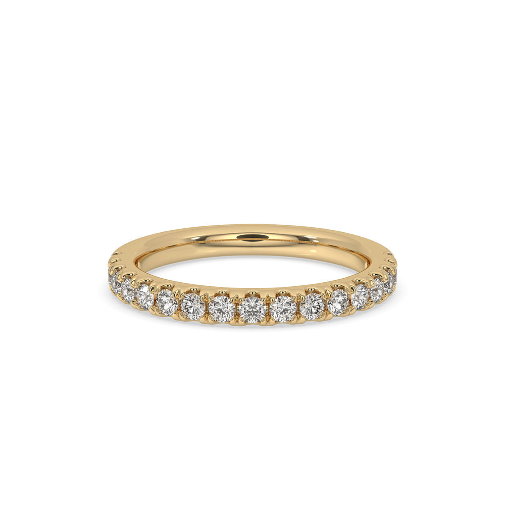 Yellow Gold Wedding Band – Round Diamond