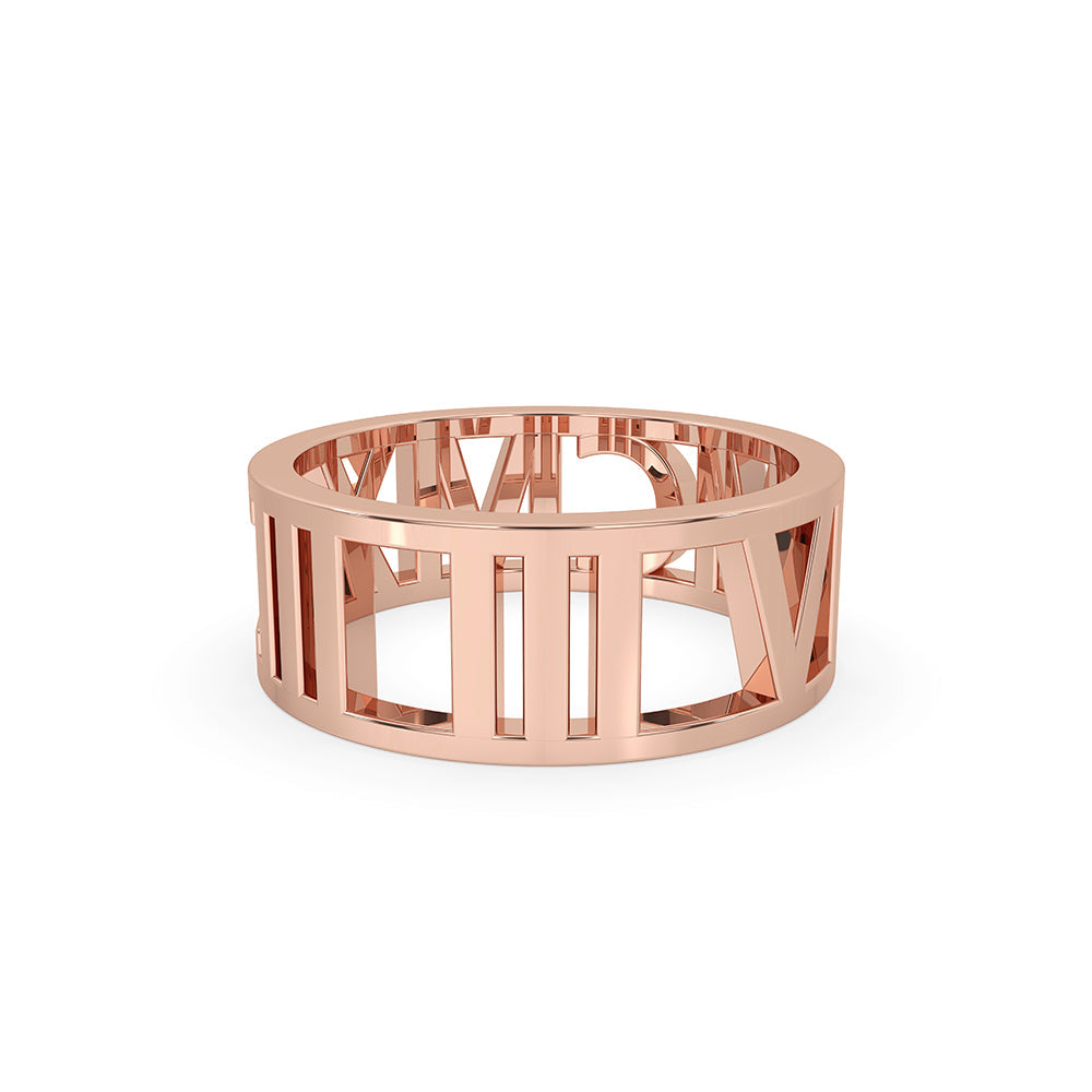 Roman Numeral Wedding Band - Rose Gold Main image