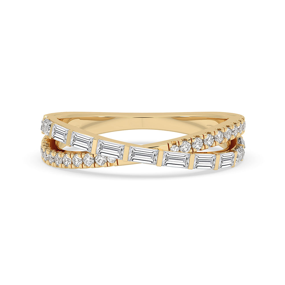 Bar Set Criss Cross Wedding Band In Yellow Gold Main image