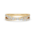 Bar Set Criss Cross Wedding Band In Yellow Gold