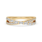 Bar Set Criss Cross Wedding Band In Yellow Gold