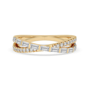 Bar Set Criss Cross Wedding Band In Yellow Gold