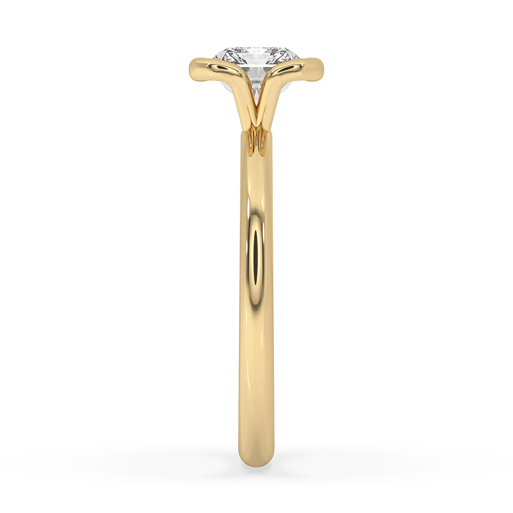 Half Bezel Set Ring In Yellow Gold