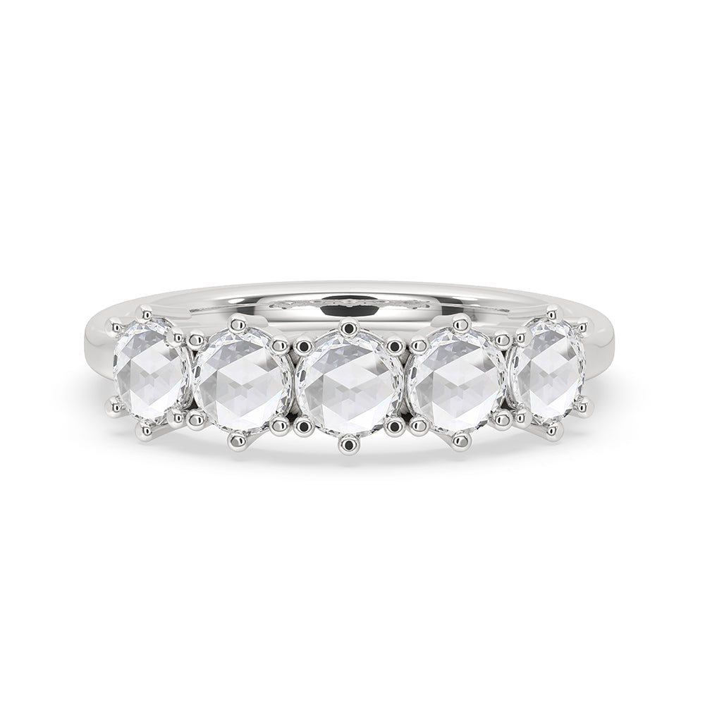 5 Stone Round Rose Cut Diamond Band Immagine principale del prodotto