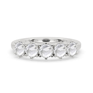 5 Stone Round Rose Cut Diamond Band