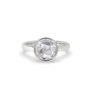 Round Rose Cut Diamond Ring In Bezel Setting
