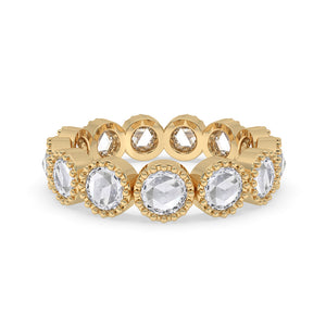 Round Rose Cut Bezel Set Eternity Band