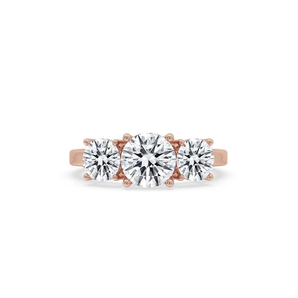 3 Stone Round Diamond Ring In Rose Gold Main image