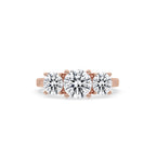 3 Stone Round Diamond Ring In Rose Gold