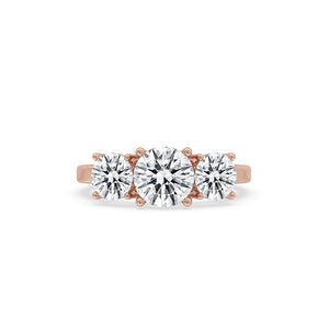 3 Stone Round Diamond Ring In Rose Gold