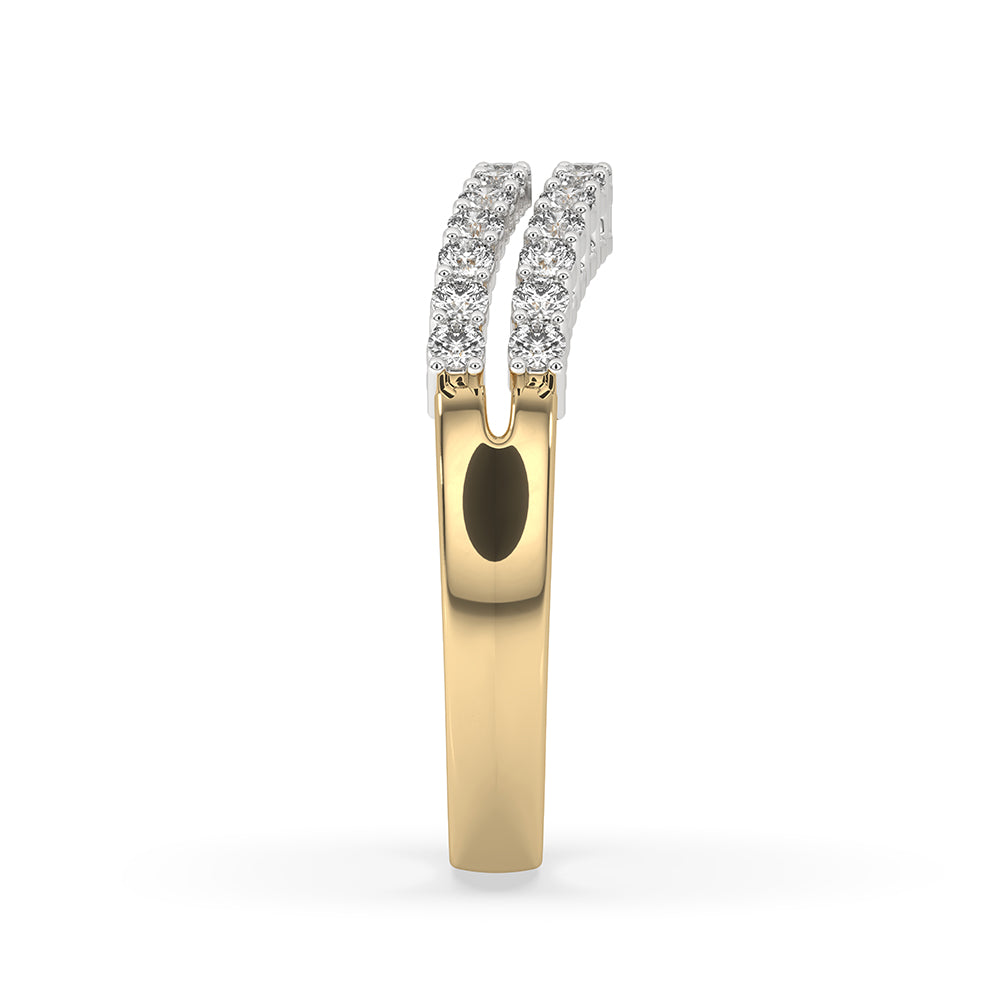 Round Diamond Double Row Wedding Band