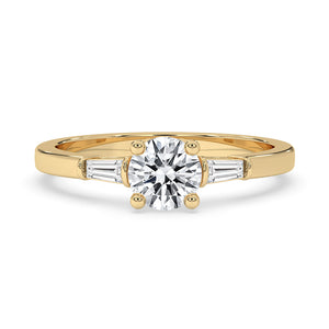 3 Stone Diamond Engagement Ring In Yellow Gold