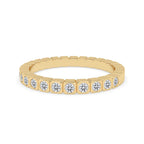 Square Bezel Box Yellow Gold Diamond Wedding Band