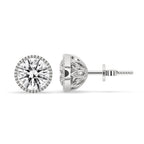 White Gold Stud Earrings With Round Diamond