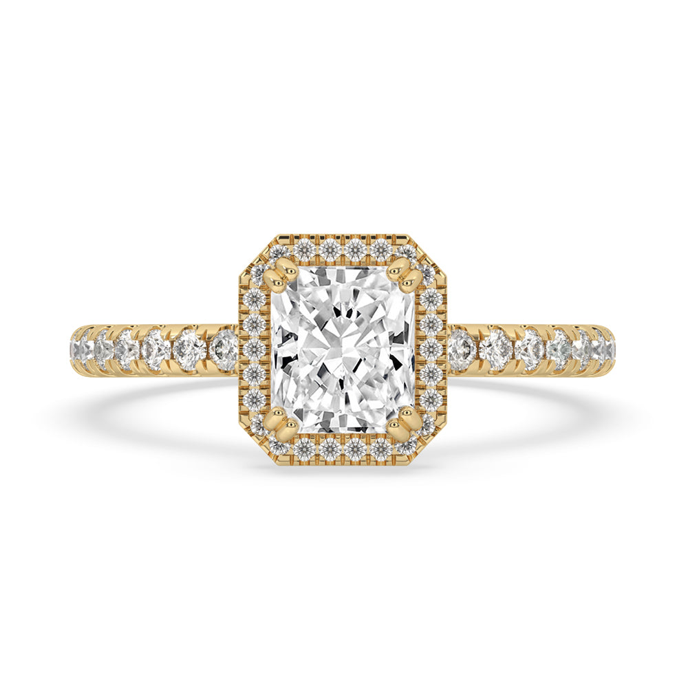 Radiant Cut Diamond Ring With Halo Style Main image