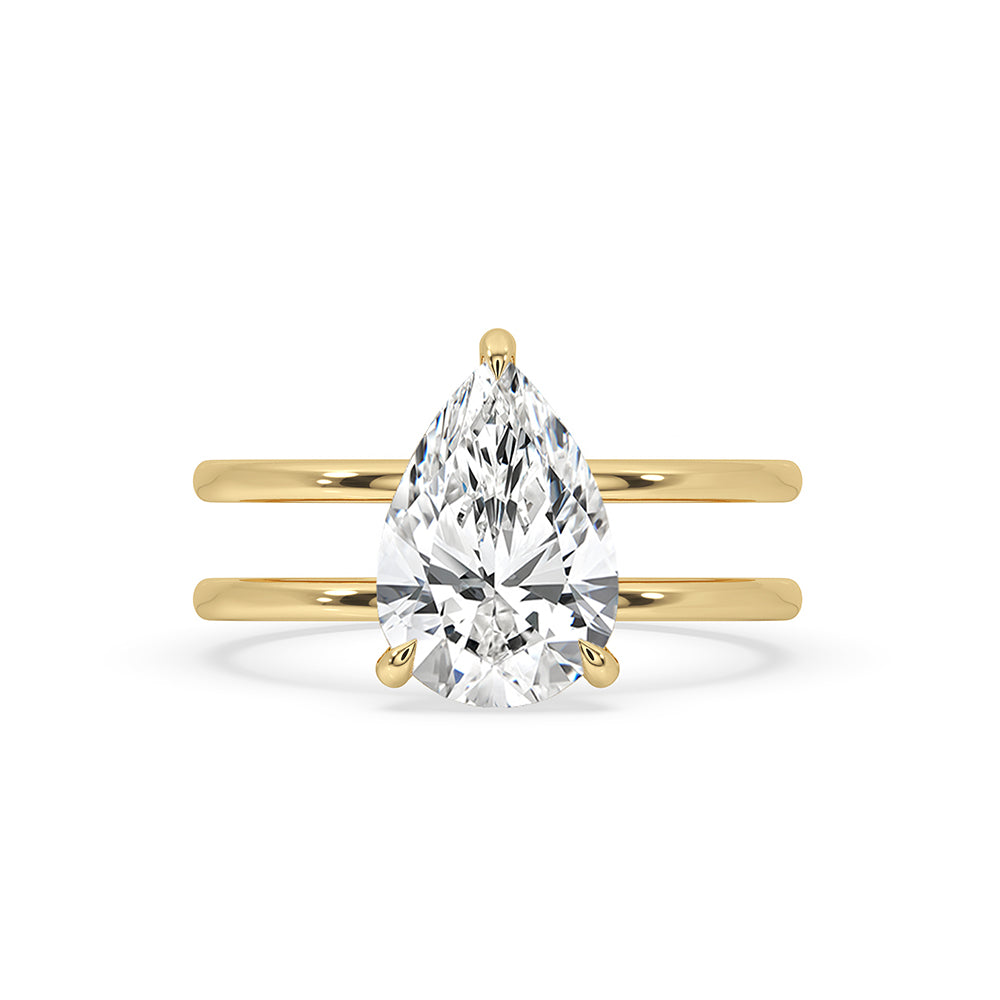 Pear Diamond Engagement Ring with Hidden Halo Design