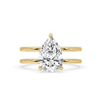 Pear Diamond Engagement Ring with Hidden Halo Design