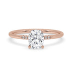 Elongated Cushion Cut Engagement Ring - 6 Round Side Stones