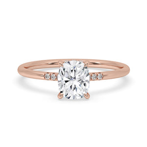 Elongated Cushion Cut Engagement Ring - 6 Round Side Stones