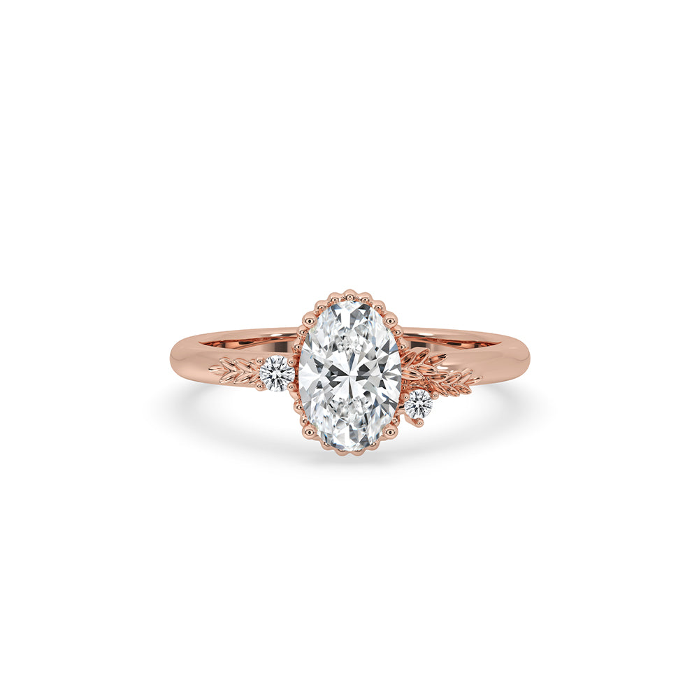 Oval Cut Diamond Ring In Milgrain Setting Main image
