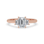 Emerald Cut Diamond Ring With trapezoid side stone