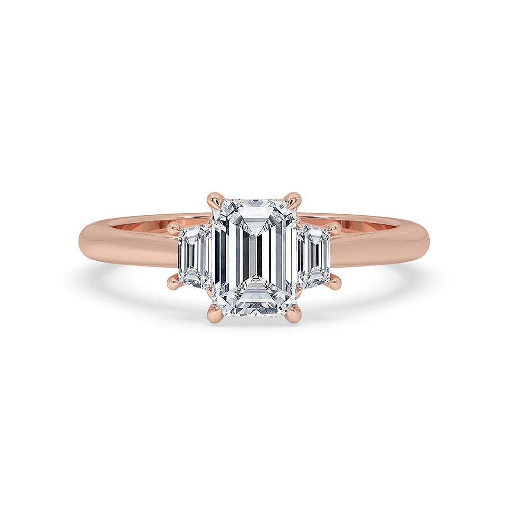 Emerald Cut Diamond Ring With trapezoid side stone