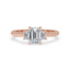 Emerald Cut Diamond Ring With trapezoid side stone
