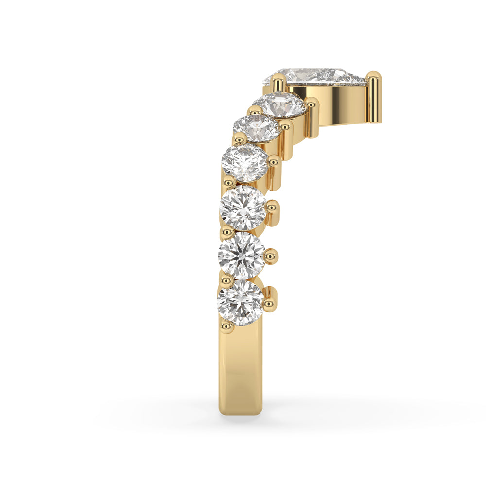 Curved Diamond Wedding Band - Round Diamonds
