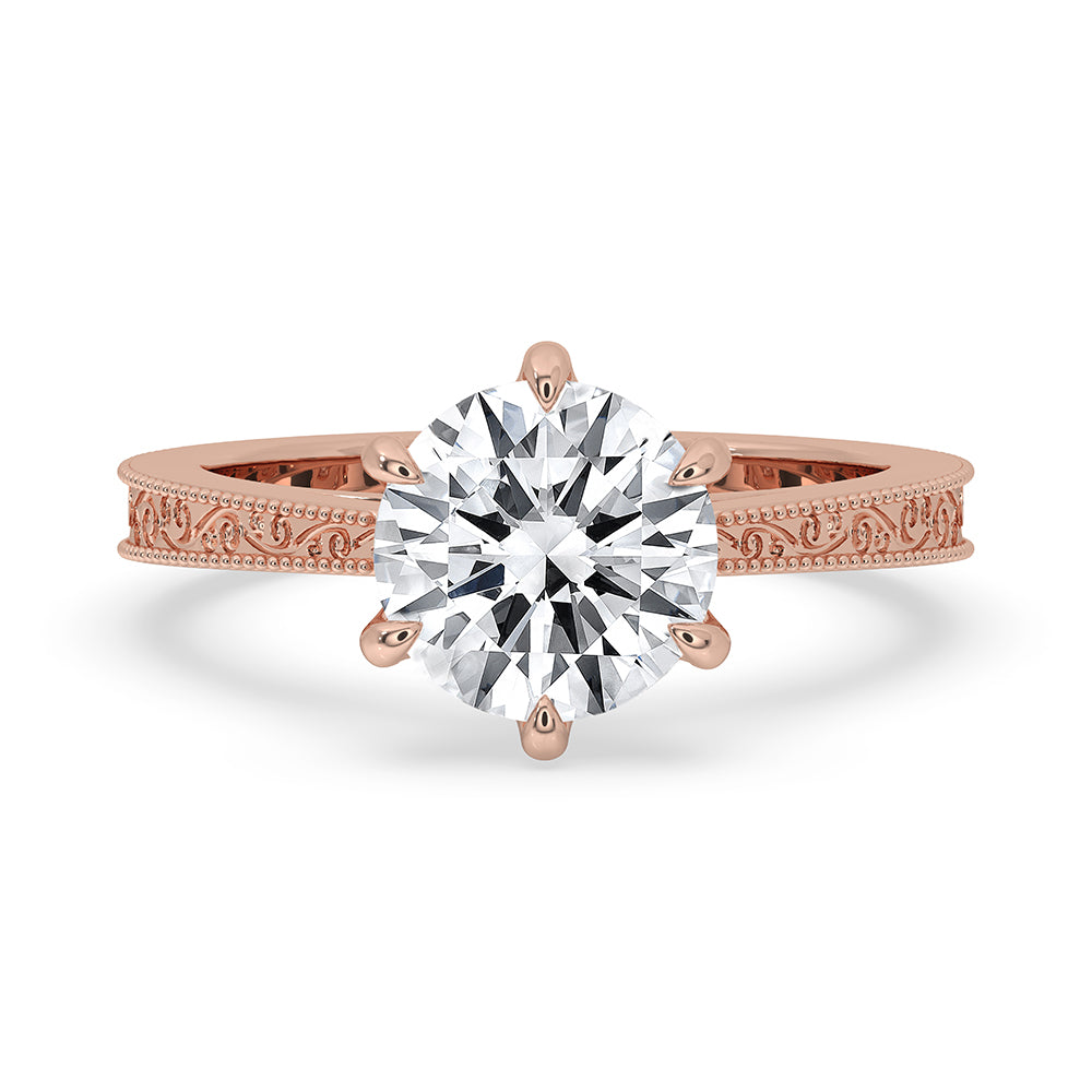 Filigree Engagement Ring with Round Diamond