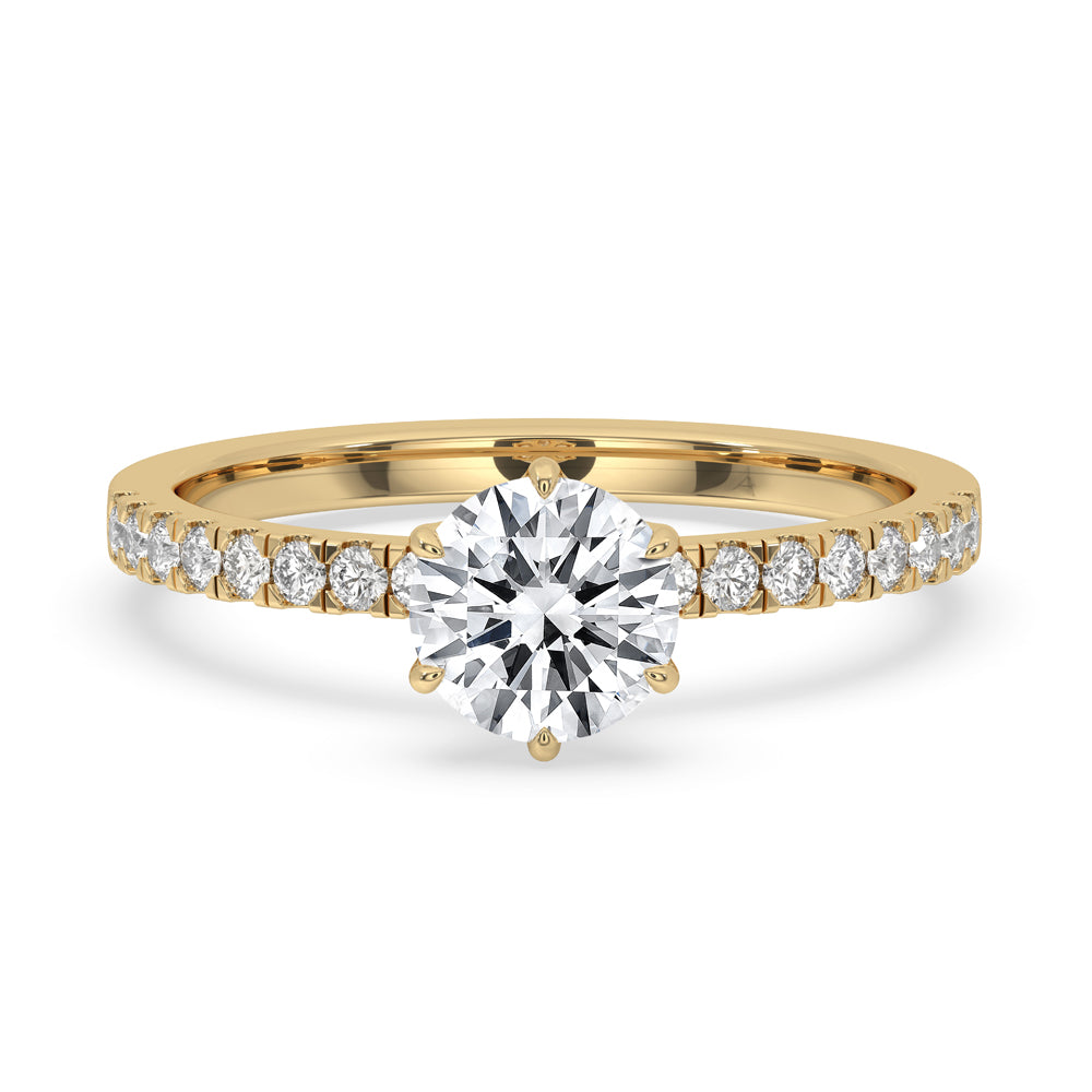 Round Cut Diamond Pave Setting Ring