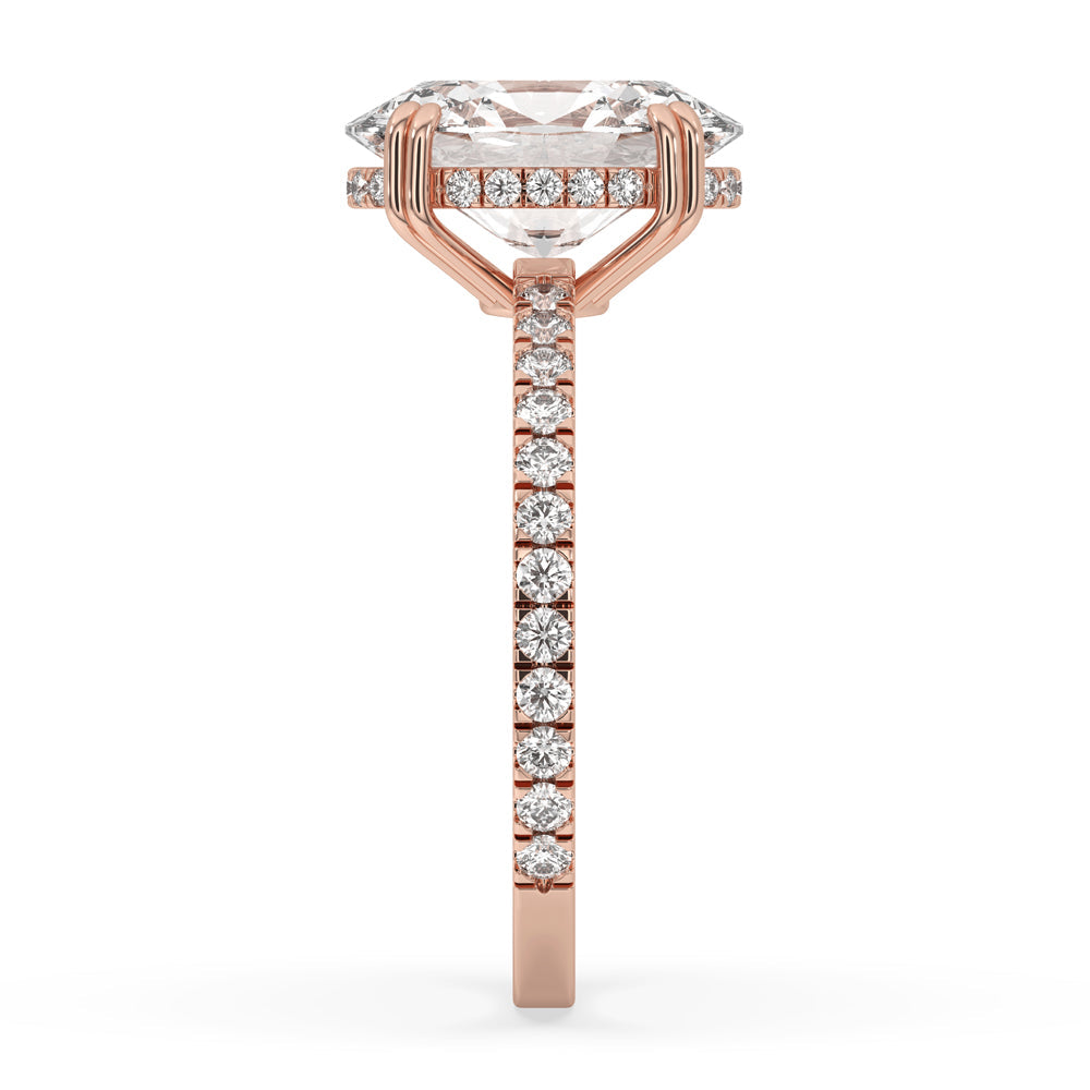 Oval Hidden Halo Engagement Ring With Pave Style