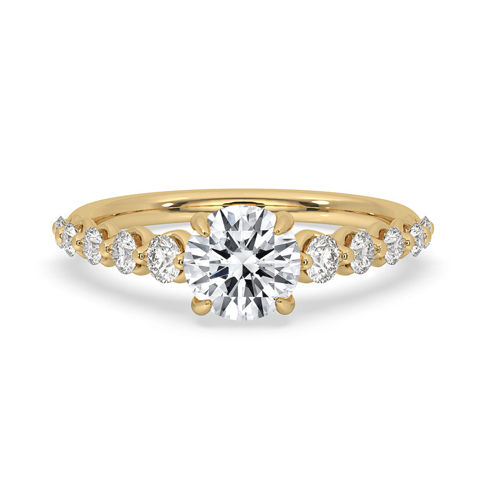 Round Brilliant Cut Diamond Ring with Side Stone Main image