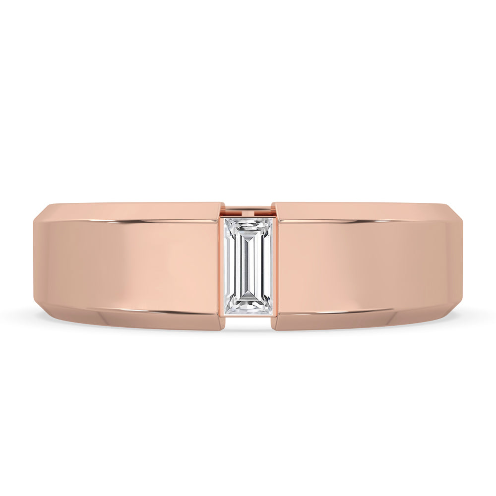 Mens diamond solitaire ring - Baguette Cut Main image