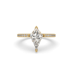 Kite Cut Diamond Engagement Ring In Pave Style